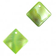 Shell charm round 8mm square 12-14mm Spring green